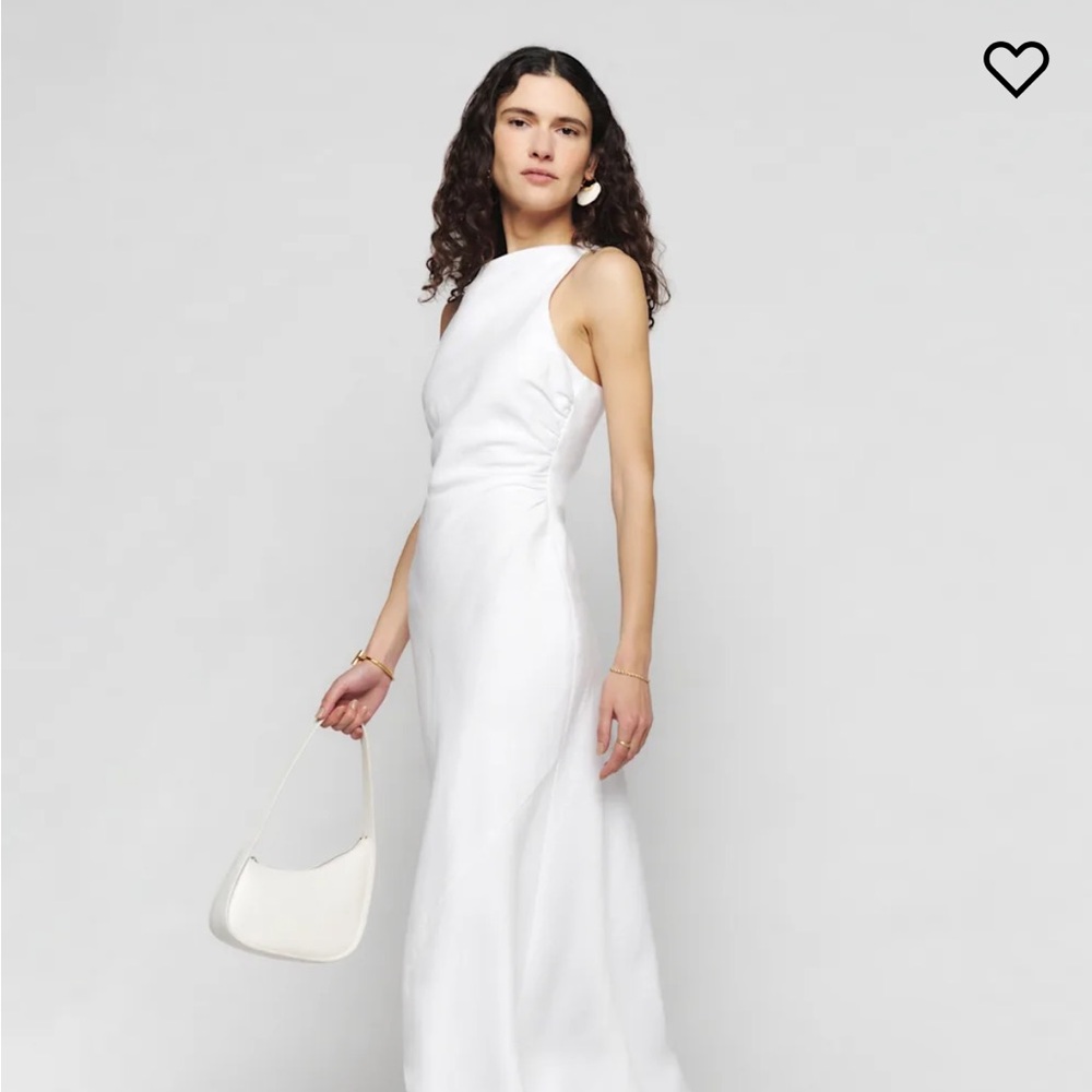 Reformation Casette Linen Dress Ivory - Size 0